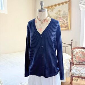 blue cardigan sweater Y2K navy blue White Stag fits like an xl